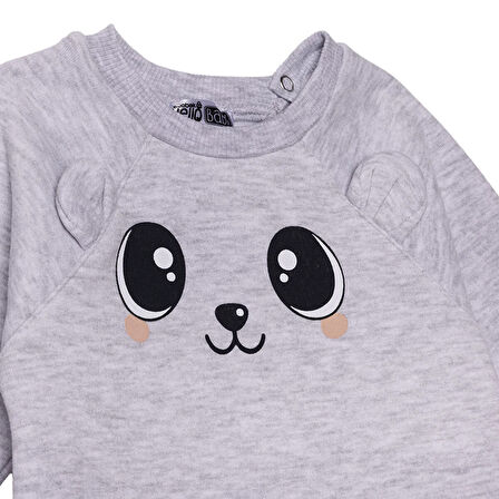 HelloBaby Kız Bebek Yenidoğan Patiksiz Tulum Şardonlu Üç İplik Bisiklet Yaka Uzun Kol Patiksiz Paça