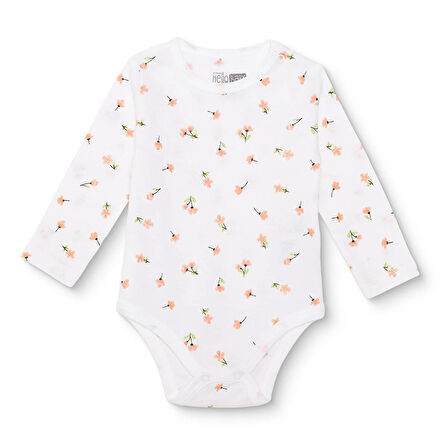 HelloBaby Kız Bebek Uzun Kol Body Ribana Çıtçıtlı Yaka Uzun Kol