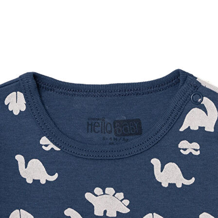 HelloBaby Erkek Bebek Uzun Kol Body Ribana Çıtçıtlı Yaka