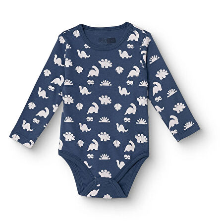 HelloBaby Erkek Bebek Uzun Kol Body Ribana Çıtçıtlı Yaka