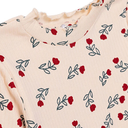 HelloBaby Kız Bebek Uzun Kol Tshirt Kaşkorse Bisiklet Yaka Uzun Kol