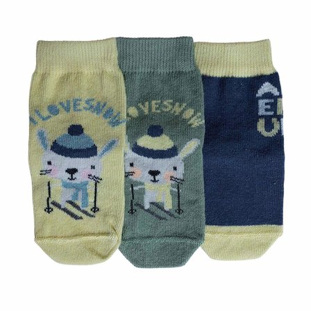 HelloBaby Erkek Bebek 3lü Kaydırmaz Çorap Kamp Baskılı
