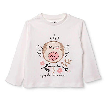 HelloBaby Kız Bebek Uzun Kol Tshirt İnterlok Bisiklet Yaka Uzun Kol