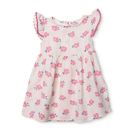 HelloBaby Kız Bebek Ditsy Flower Elbise Bisiklet Yaka Kısa Kol