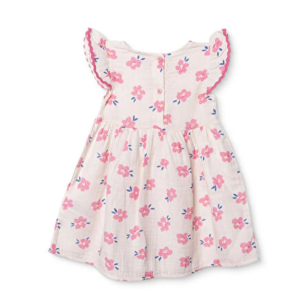 HelloBaby Kız Bebek Ditsy Flower Elbise Bisiklet Yaka Kısa Kol