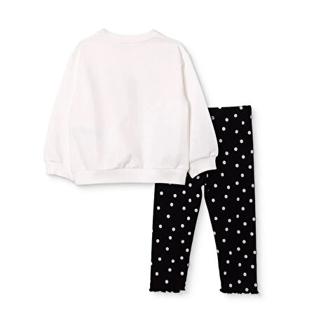 HelloBaby Kız Bebek Sweatshirt - Tayt İki İplik Bisiklet Yaka Uzun Kol Reçme Paça