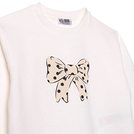 HelloBaby Kız Bebek Sweatshirt - Tayt İki İplik Bisiklet Yaka Uzun Kol Reçme Paça