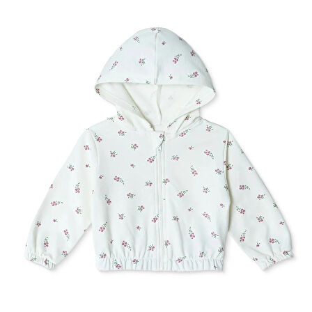 HelloBaby Kız Bebek Kapüşonlu Hırka İki İplik Kapüşonlu Yaka  Uzun Kol