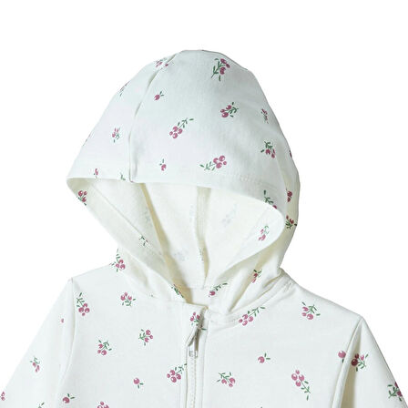 HelloBaby Kız Bebek Kapüşonlu Hırka İki İplik Kapüşonlu Yaka  Uzun Kol