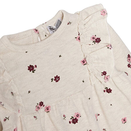 HelloBaby Kız Bebek Elbise Jakar Örme Bisiklet Yaka Uzun Kol