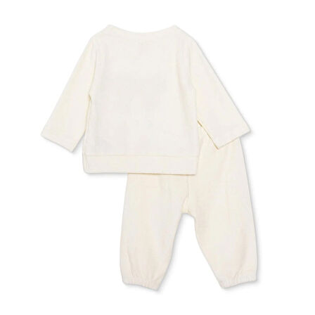 HelloBaby Kız Bebek Kadife Pijama Takımı Bisiklet Yaka Uzun Kol Ribanalı Paça