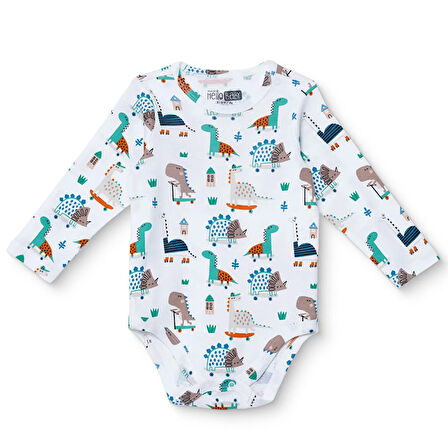 HelloBaby Erkek Bebek Uzun Kol Body İnterlok Çıtçıtlı Yaka Uzun Kol