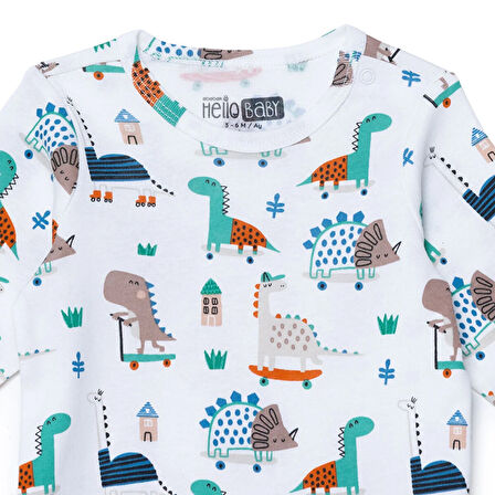 HelloBaby Erkek Bebek Uzun Kol Body İnterlok Çıtçıtlı Yaka Uzun Kol