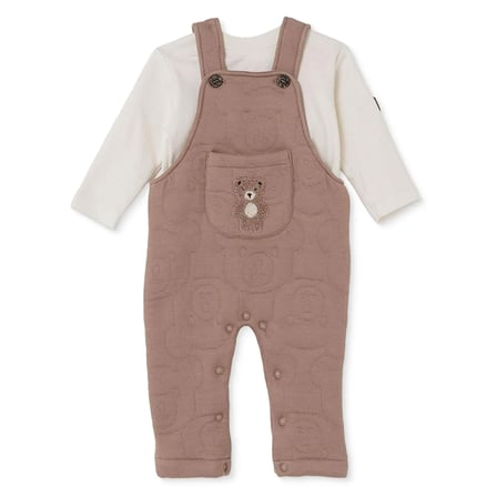 Bebetto Erkek Bebek Salopet-Sweatshirt Ayı Baskılı Düğmeli Bebe Yaka Uzun Kol Patiksiz