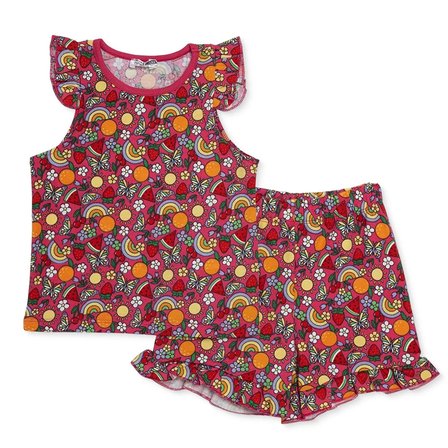 HelloBaby Kız Bebek Atlet-Şort Meyve Baskılı Bisiklet Yaka Sleeveless Reçme
