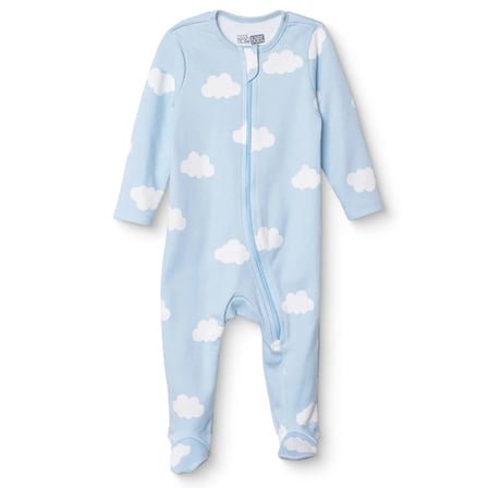 HelloBaby Erkek Bebek Tulum Gökyüzü Baskılı Fermuarlı Bisiklet Yaka Uzun Kol Patikli