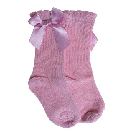 HelloBaby Kız Bebek Dizaltı Çorap Fiyonk Baskılı