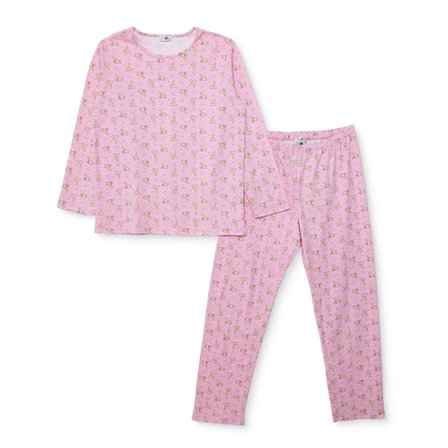 baby mom Anne Hamile Pijama Takımı Ayı Baskılı Bisiklet Yaka Uzun Kol Reçme