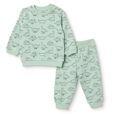 HelloBaby Erkek Bebek Sweatshirt-Alt Dinozor Baskılı Çıtçıtlı Bisiklet Yaka Uzun Kol Patiksiz