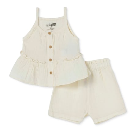 HelloBaby Kız Bebek Bluz-Şort Düğmeli İp Askılı Patiksiz
