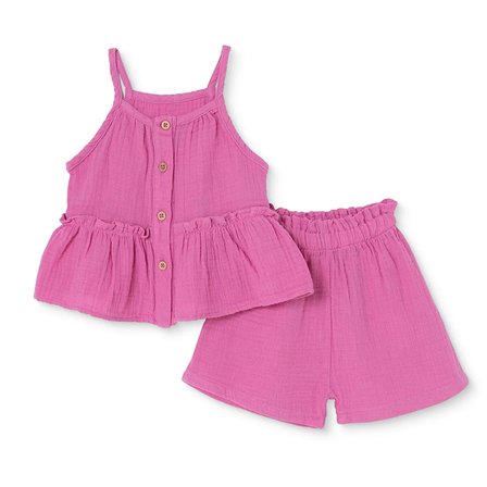 HelloBaby Kız Bebek Bluz-Şort Düğmeli İp Askılı Patiksiz