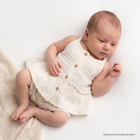 HelloBaby Kız Bebek Bluz-Şort Düğmeli İp Askılı Patiksiz
