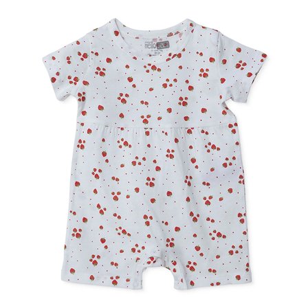HelloBaby Kız Bebek Kısa Tulum Kiraz Baskılı Çıtçıtlı Bisiklet Yaka Kısa Kol Lastikli