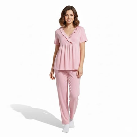 baby mom Anne Pijama Takımı Modelli Yaka Short Sleeve Patiksiz