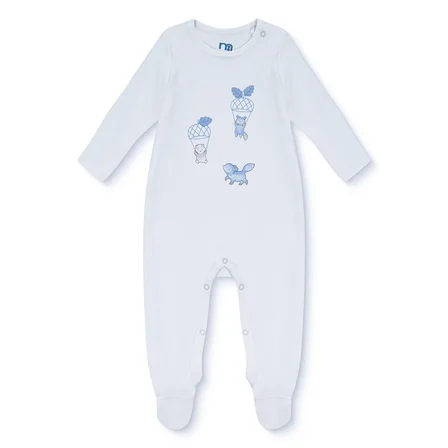 Mothercare Erkek Bebek Tulum Hayvan Baskılı Fermuarlı Bisiklet Yaka Uzun Kol Patikli