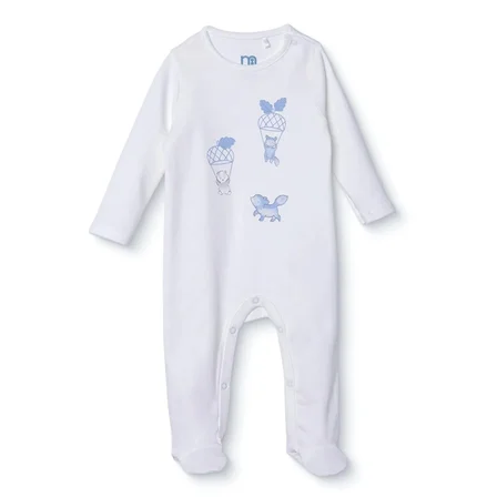 Mothercare Erkek Bebek Tulum Hayvan Baskılı Fermuarlı Bisiklet Yaka Uzun Kol Patikli