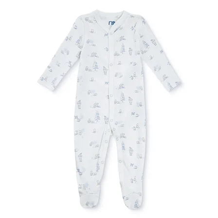 Mothercare Erkek Bebek Tulum Hayvan Baskılı Çıtçıtlı Bisiklet Yaka Uzun Kol Patikli