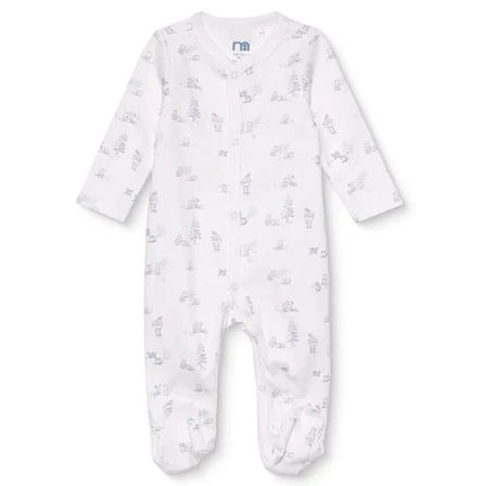Mothercare Erkek Bebek Tulum Hayvan Baskılı Çıtçıtlı Bisiklet Yaka Uzun Kol Patikli