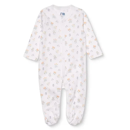 Mothercare Kız Bebek Tulum Çiçek Baskılı Çıtçıtlı Bisiklet Yaka Uzun Kol Patikli