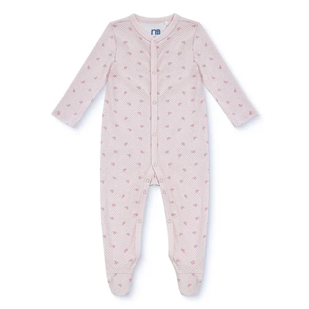 Mothercare Kız Bebek Tulum Çiçek Baskılı Çıtçıtlı Bisiklet Yaka Uzun Kol Patikli