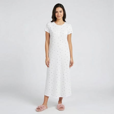 baby mom Anne Gecelik Çiçek Baskılı Çıtçıtlı Bisiklet Yaka Short Sleeve Desenli