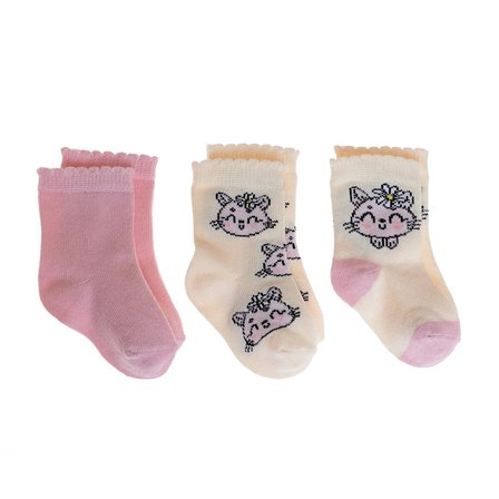 HelloBaby Kız Bebek 3lü Soket Çorap Tavşan Baskılı