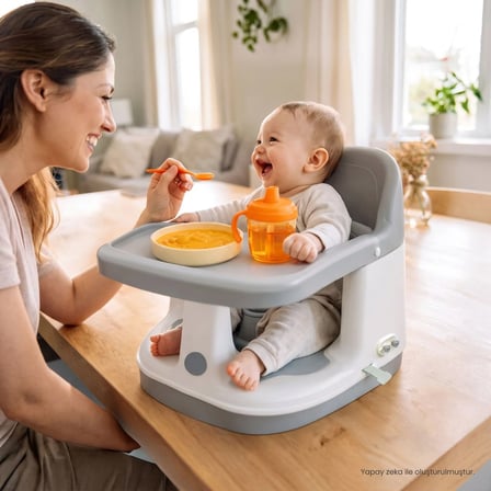 baby plus 5’i 1 Arada Çok Fonksiyonlu Aktiviteli Vantuzlu Bebek Mama Sandalyesi 6-36 Ay