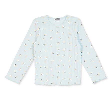 HelloBaby Kız Bebek Tişört Çiçek Baskılı Bisiklet Yaka Long Sleeve
