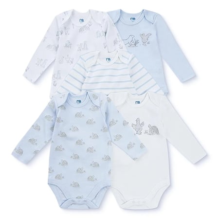 Mothercare Erkek Bebek Body Hayvan Baskılı Çıtçıtlı Zarf Yaka Uzun Kol