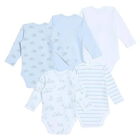 Mothercare Erkek Bebek Body Hayvan Baskılı Çıtçıtlı Zarf Yaka Uzun Kol