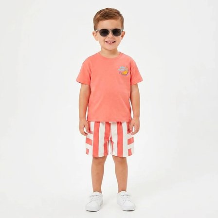 HelloBaby Erkek Bebek Tişört-Şort Meyve Baskılı Bağcıklı Bisiklet Yaka Short Sleeve Reçme