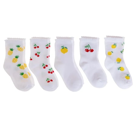 HelloBaby Kız Bebek 5li Soket Çorap Kiraz Baskılı