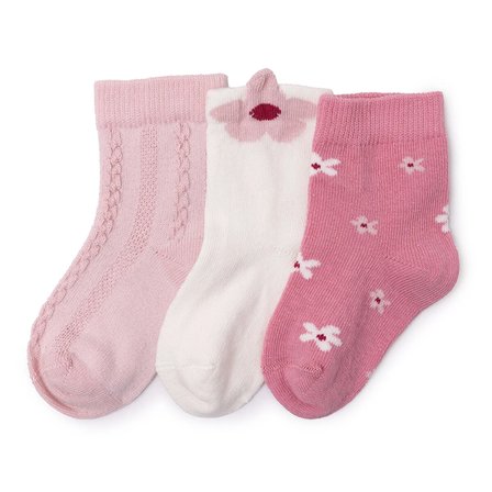 HelloBaby Kız Bebek 3lü Soket Çorap Çiçek Baskılı