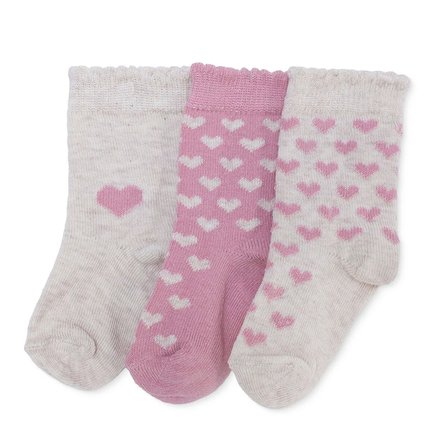 HelloBaby Kız Bebek 3lü Soket Çorap Kalp Baskılı