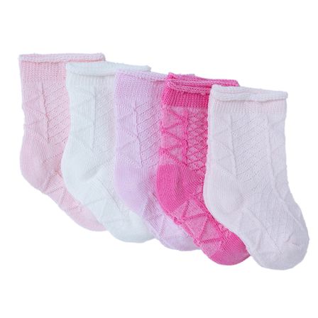 HelloBaby Kız Bebek 5li Soket Çorap Kalp Baskılı