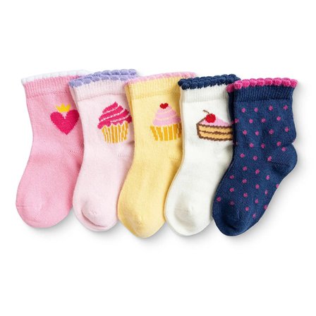 HelloBaby Kız Bebek 5li Soket Çorap Kalp Baskılı