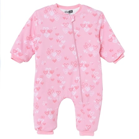 HelloBaby Kız Bebek Uyku Tulumu Kalp Baskılı Fermuarlı Bisiklet Yaka Uzun Kol Ribanalı
