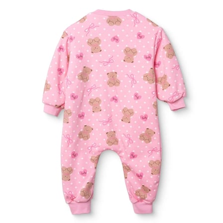 HelloBaby Kız Bebek Uyku Tulumu 1 TOG Ayı Baskılı Bisiklet Yaka Fermuarlı Uzun Kol Uzun Paça