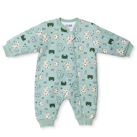 HelloBaby Erkek Bebek Uyku Tulumu Hayvan Baskılı Fermuarlı Bisiklet Yaka Uzun Kol Ribanalı