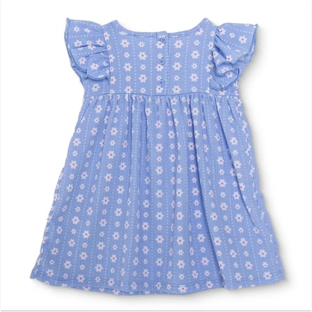 HelloBaby Kız Bebek Elbise Çiçek Baskılı Düğmeli Modelli Yaka Short Sleeve Reçme
